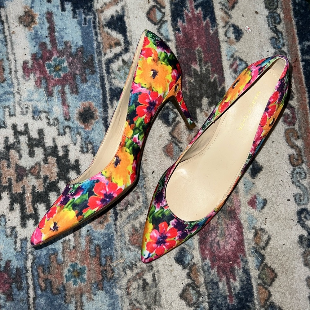 Marc Fisher Milee Pump Floral Kitten Heels